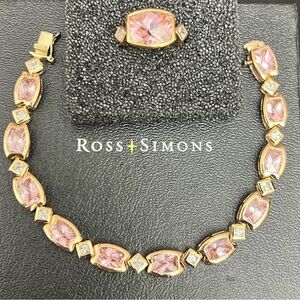 Vintage Ross-Simons 18Kt Gold Over Sterling Silver pink Bracelet & ring size 7
